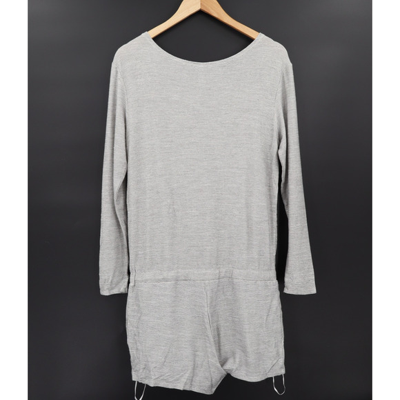 Fabletics Women's Mollie Long Sleeve Romper Cinched Waist Grey Sz XS New - Picture 2 of 6